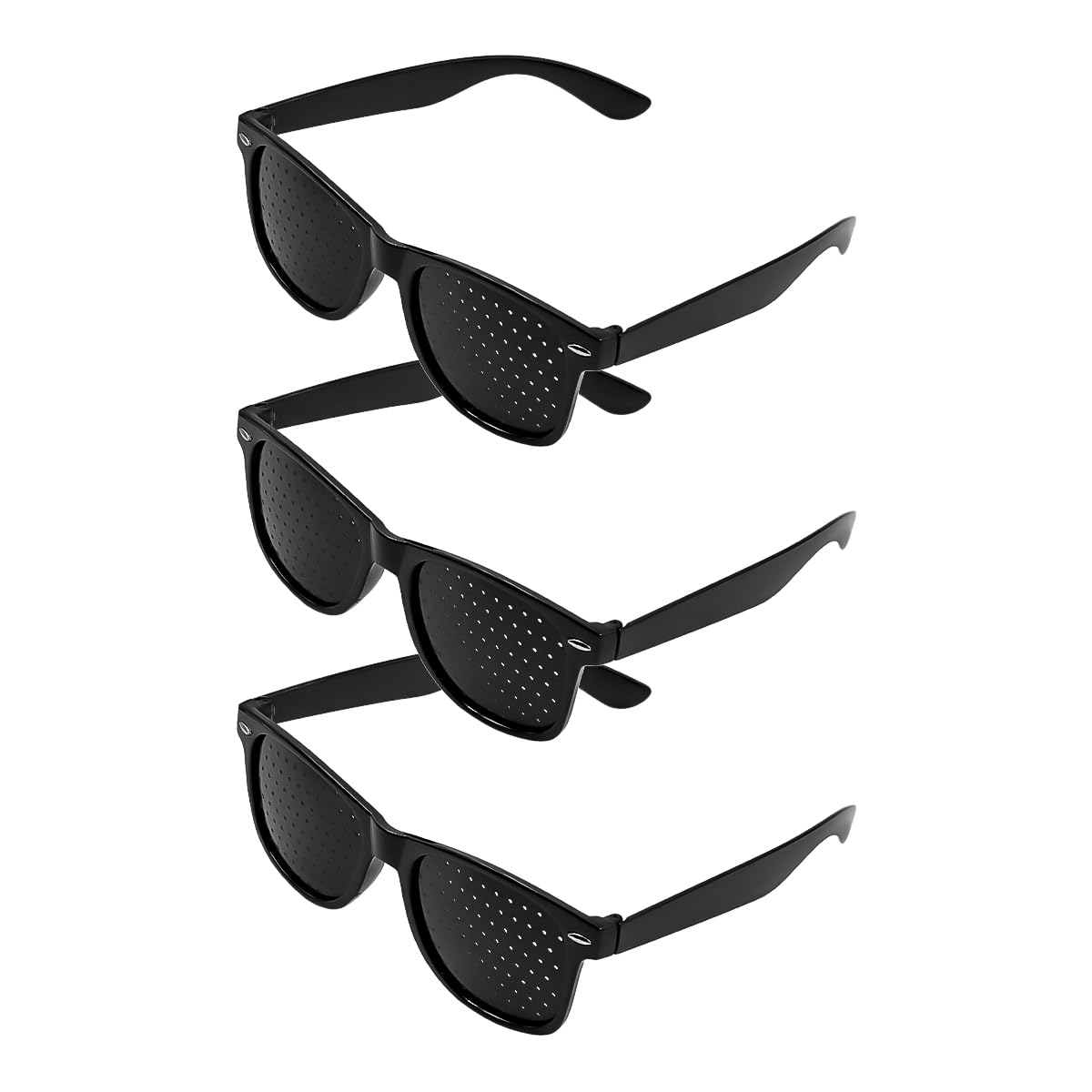 POFET Black Grid Pinhole Glasses for Eye Relaxation and Anti-Fatigue Vision Care - 3 Pieces
