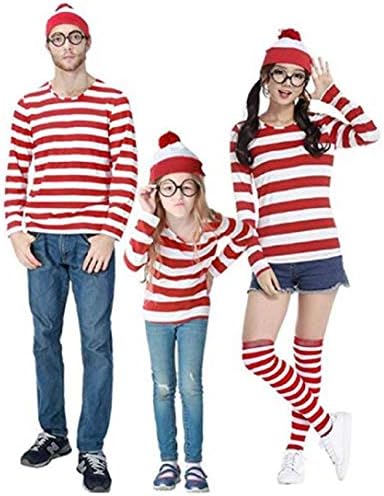 Peachi Red and White Stripe Cosplay T Shirt Family Halloween Costume