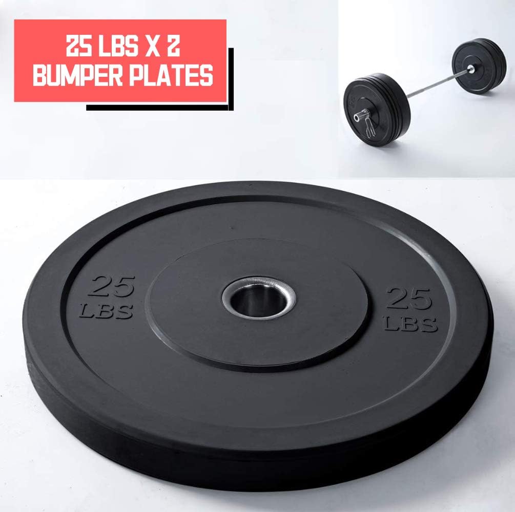 Bumper Plates, Olympic Weight Plates Set with 2inch Steel Insert and Bumper Weights Set Free Weight Plates