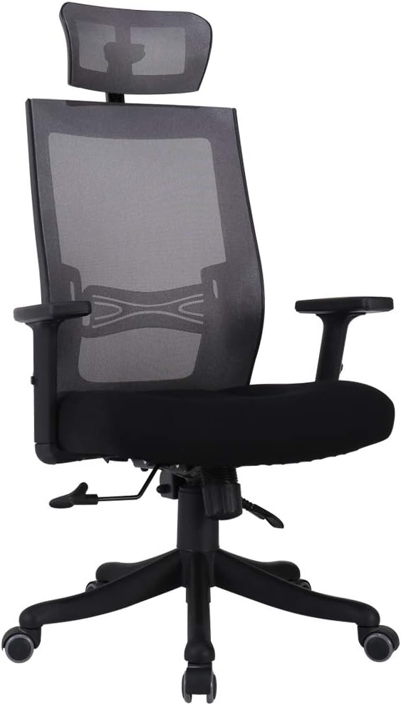 ZK Ergonomic High Back Executive Office Chair with Adjustable Height, Mesh Chair Computer Chair Desk Chair Task Chair Swivel Chair (Grey)