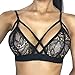 Buitifo Women Lace Bra Sexy Bralette Strappy Soft Bustier Lingerie (XL, Black 2)