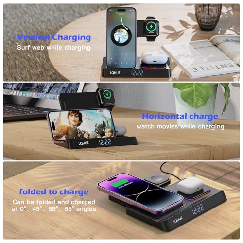 Wireless Charger 4 in 1 Charger for iPhone 16 15 14 13 12 11 Pro SE X XS XR & Watch 9 8 7 6 SE 5 4 3 2,Wireless Charging For i-Watch Ultra 9 8 7 6 SE 5 4 3 Wireless Earphones 3/Pro 2