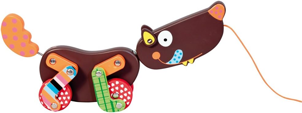 Crazy Cuddly Wolf Wood Push-n-Pull Toy