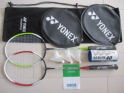 Yonex Badminton Set (2 Racquets, 2 Head Covers, 3 Nylon Shuttlecocks,1 Soft Case)