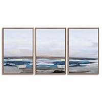 3 Piece Framed Canvas Wall Art Abstract Sea Landscape Canvas Prints Home Artwork Decoration for Living Room,Bedroom - 16
