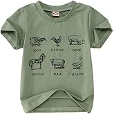 MODNTOGA Baby Boy Farm Shirt Short Sleeve Animals Graphic T-Shirt Kids Boy Cow Tops Toddler Funny Letter Print Tees