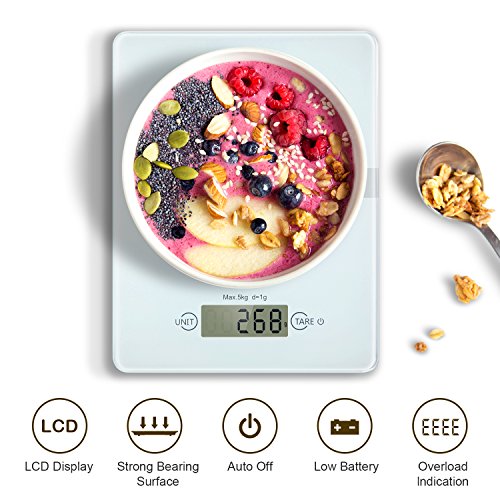 Food Scale, HAMSWAN Kitchen Scale Multi-functional Digital Weight Scale, Ultra-Slim, Easy to Clean, 4 Units, 11lb 5kg for Home Baking/Diet Cooking - Thumbnail 7