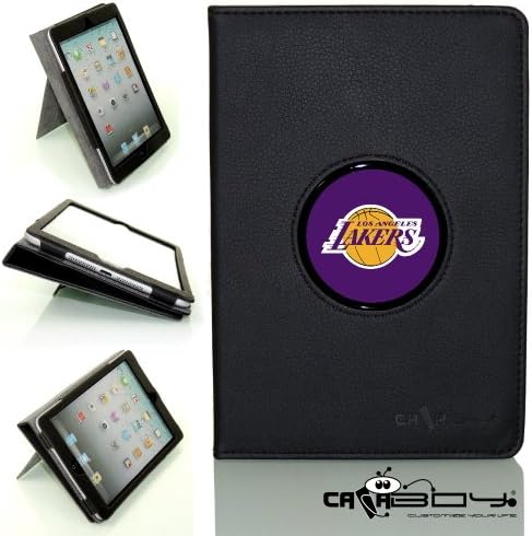 New 2014 SMART SLEEP Apple Ipad Air 2 black leather Case By Calaboy- Interchangeable Design - Personalized Picture Frame w Los Angeles Lakers Logo (nb11)