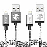 iOrange-E Apple Certified 2 Pack 6.6ft Lightning Cable for iPhone 7 6 6S Plus 5S 5C 5, iPad Air, iPad Mini, iPod Touch and iPod Nano 7th Generation and More, Silver and Grey