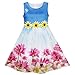 Sunny Fashion Girls Dress Sunflower Bubble Lily Flower Garden Print Blue
