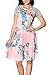 HOTAPEI Women's Casual Short Sleeve A-line Loose T-Shirt Dresses Floral Midi Dress Pink Large