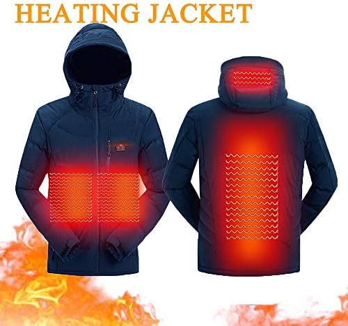MAOMAOQUEENss Mens Heated Jackets Outdoor Vest Coat USB Electric Battery Long Sleeves Heating Hooded Jackets Warm Winter ThermalClothing Outdoor Skiing Hunting Fishing,Blue-XL