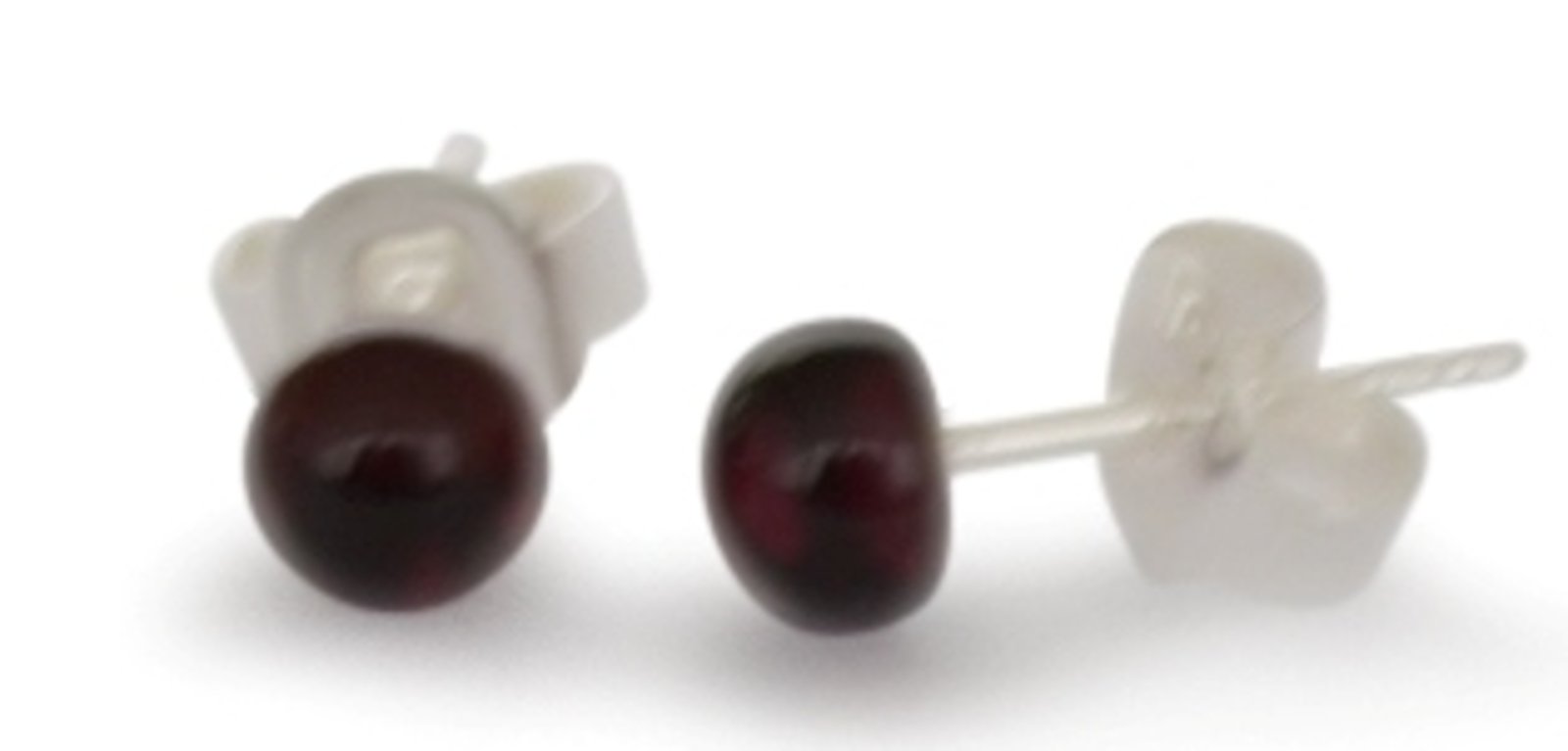 Garnet stud earrings, natural, flat round, 4.5mm, 925 silver
