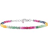 InfinityGemsArt Sapphire Bracelet Stone Jewelry Gemstone Beads Crystals Dainty Handmade Gift, September Birthstone, Energy Healing Stones, 925 Sterling Silver 8 inch Graduation Gifts For Her