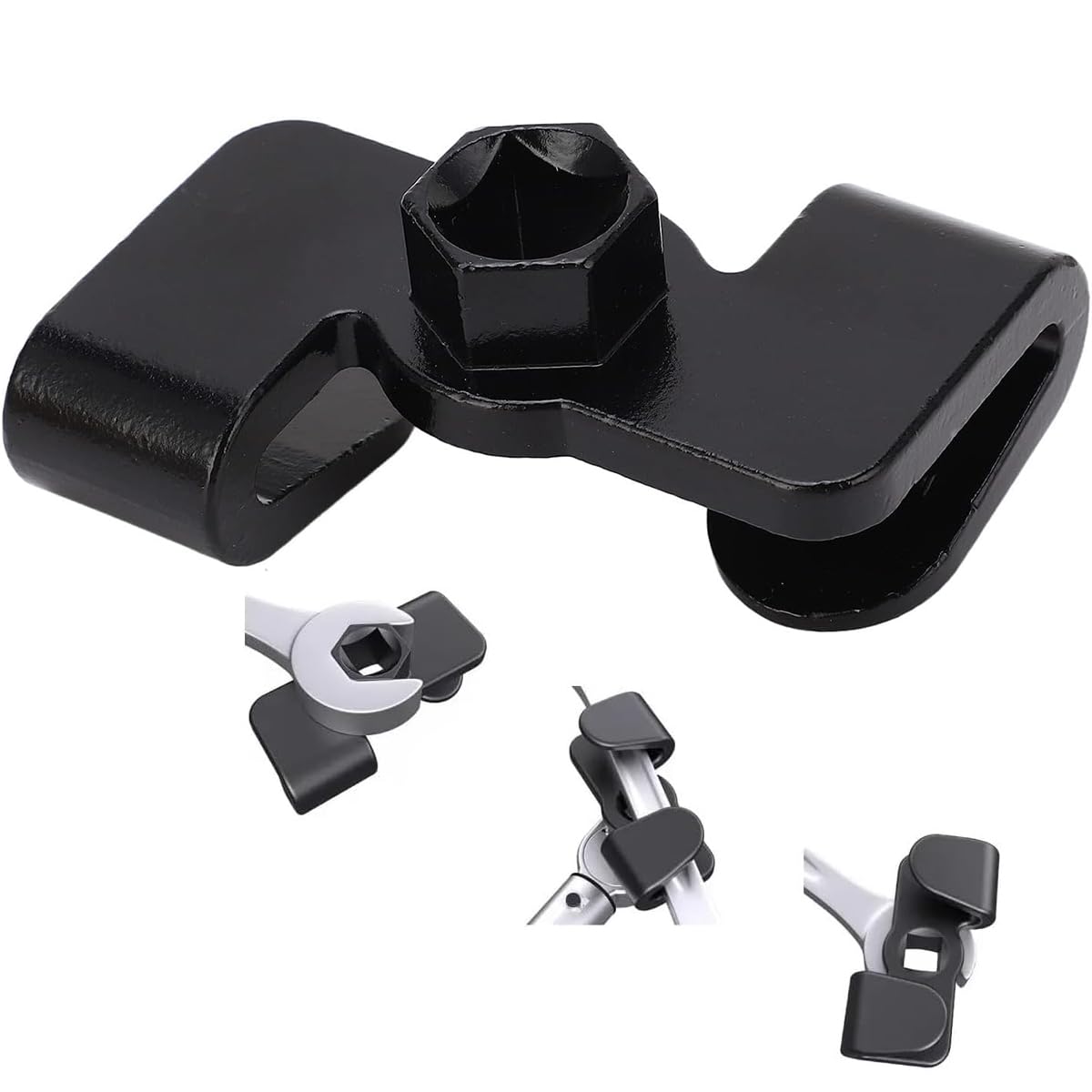 Hibucuo Wrench Extender Adaptor, Universal Wrench Extender Tool Carbon Steel Extend Leverage Adaptor for 1/2 Inch Driver and 21mm Hex Driver for Hard-to-Reach Areas for Stubborn Nuts & Bolts (Black)