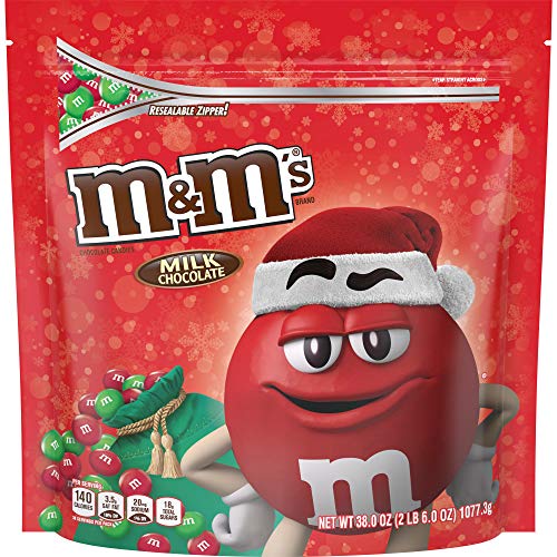 M&M's Milk Chocolate Red & Green Christmas Candy, Great for Holiday Baking, 38 Oz