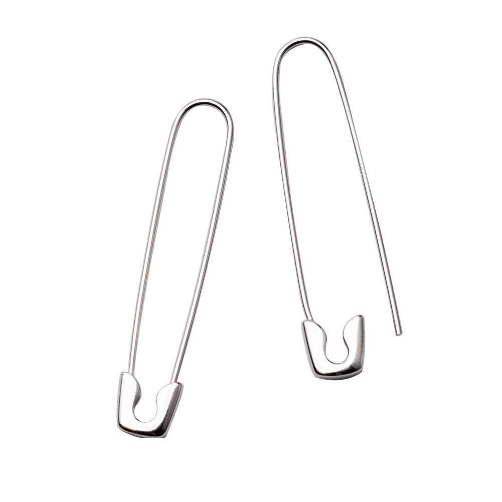 Minimalist Safety Pin Cartilage S925 Sterling Silver Big Hoop Earrings for Women Girls Elegant Dangle Drop Fashion Charm Jewelry Gifts Birthday Girlfriend Bff37mm
