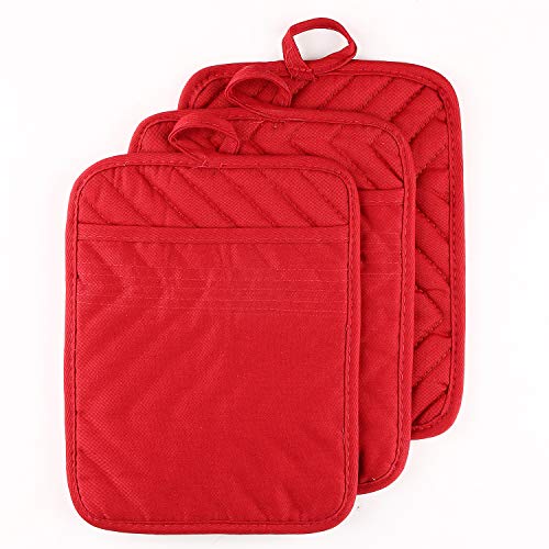 VEIKERY Oven Pot Holder with Pocket 100 Cotton Heat Resistant Coaster