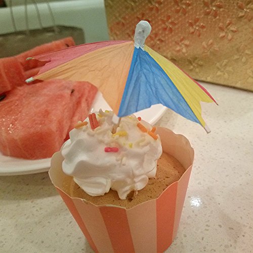 Bilipala 50 PCS Colorful Paper Umbrellas, Cocktail Parasol Picks, Cupcake Toppers Picks