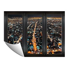 Wall Paper Small Wall Mural City at Night Wall Art Removable Wall Decoration for Bedroom Living Room - 24x32 inches
