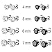 Charisma 4-7mm Stainless Steel Cubic Zirconia Crystal Black White Round Stud Earrings Set 8 Pairs, Gift for Girls Women