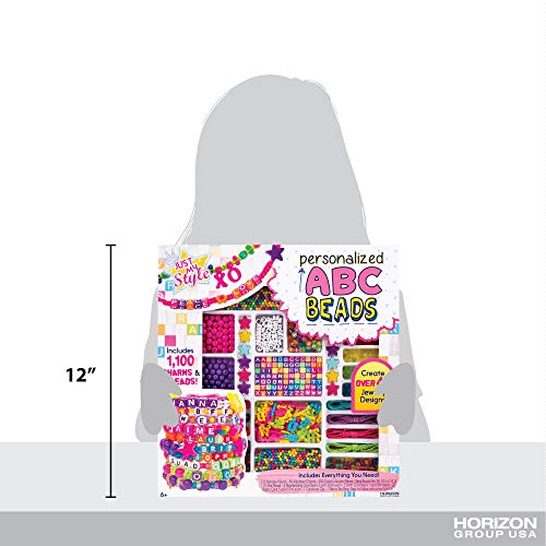 Just My Style ABC Beads by Horizon Group USA,DIY Jewelry Making Kit With 1000+ Charms & Beads.Make Custom VSCO Bracelets,Necklaces & More.Alphabet Charms,Beads,Beading Cords & Key Ring Included,Bright