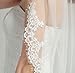 BEAUTELICATE Wedding Bridal Veil with Comb 1 Tier Eyelash Lace Trim Applique Edge Fingertip Length 37