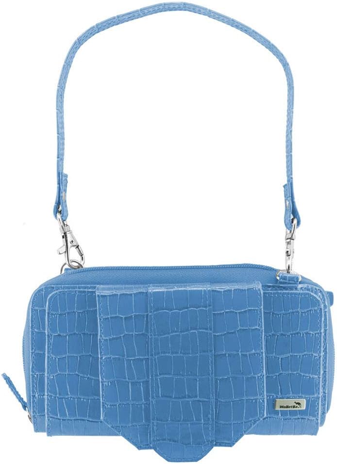 WalletBe Women's Leather Crossbody RFID Cell Phone Wallet Purse with Accordion (Croco)