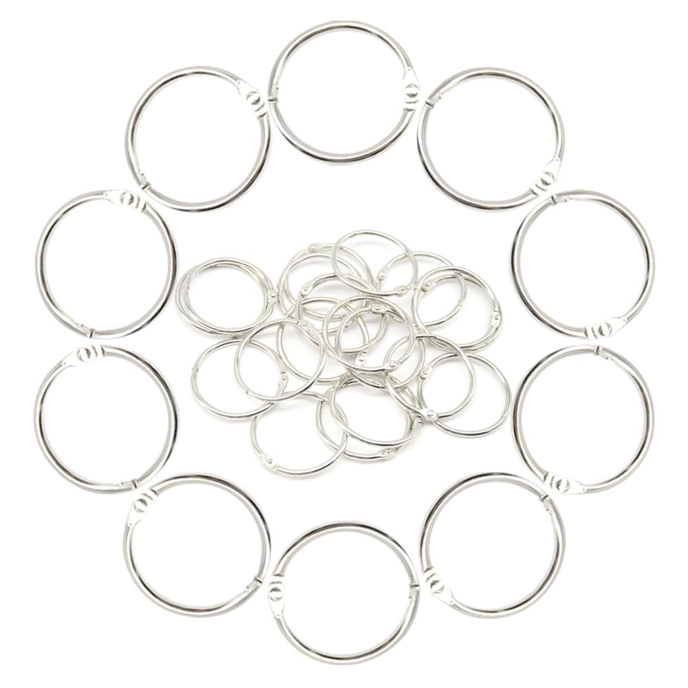 Hocansen 20 PCS Binder Rings - 25mm Metal Round Binding Rings for Flashcard, Paper, Key