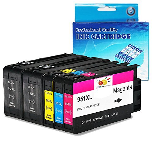 Upgraded 950XL 951XL Ink Cartridges Compatible for HP 950XL 951XL, High Yield for HP OfficeJet PRO 8610 8600 8620 8100 251dw 8630 8625 8615 (5-Pack, 2 Black Cyan Magenta Yellow)