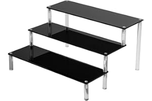BYCY Black Acrylic Display Stand Perfume Display Stand, 3 Tier Desserts Holder,3 Tier Cupcake Display Risers Steps for Organi