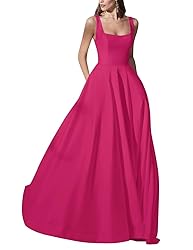 Bekvamlighet Square Neck Satin Wedding Gowns for