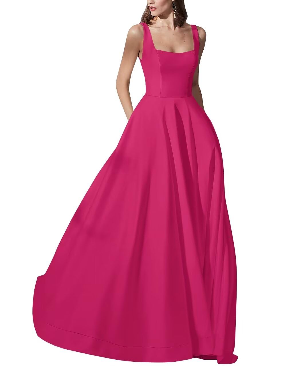 Bekvamlighet Square Neck Satin Wedding Gowns for