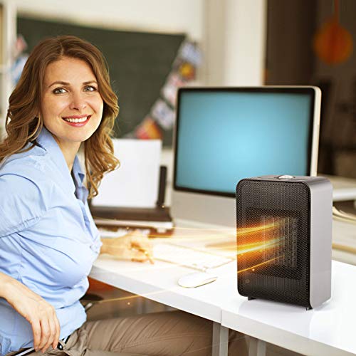 Ceramic Space Heater, 1500W/750W Portable Fast Heating Electric Heater Fan Indoor with Adjustable Thermostat for Home Bedroom Office - Thumbnail 7