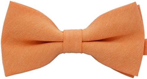 SISIDI 100% Cotton Men's Pre-Tied Bow Tie ,Adjustable Double Layer Bow Tie - Various Colors (Orange)