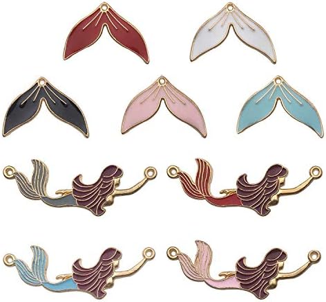 YoudiylaUK 25pcs Assorted Enamel Gold Plated Mermaid Tail for Jewellery Making Necklace Bracelet Ankle Earring DIY Findings WM164