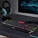 Havit RGB Mechanical Gaming Keyboard Blue Switch LED Backlit Wired Keyboards 104 Keys with Multimedia Keys Volume Control Phone Holder for PC Games Latop Computer