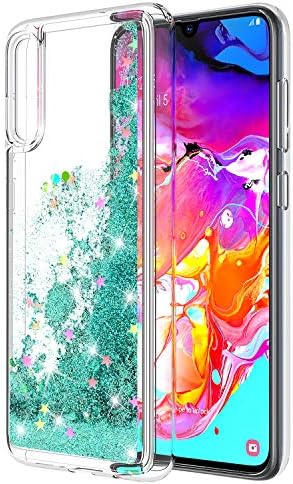 Samsung Galaxy A70 Case, Rosebono Quicksand Glitter Sparkly Bling Liquid Shiny Clear Soft TPU Bumper Protective Cover for Samsung Galaxy A70 (Teal)