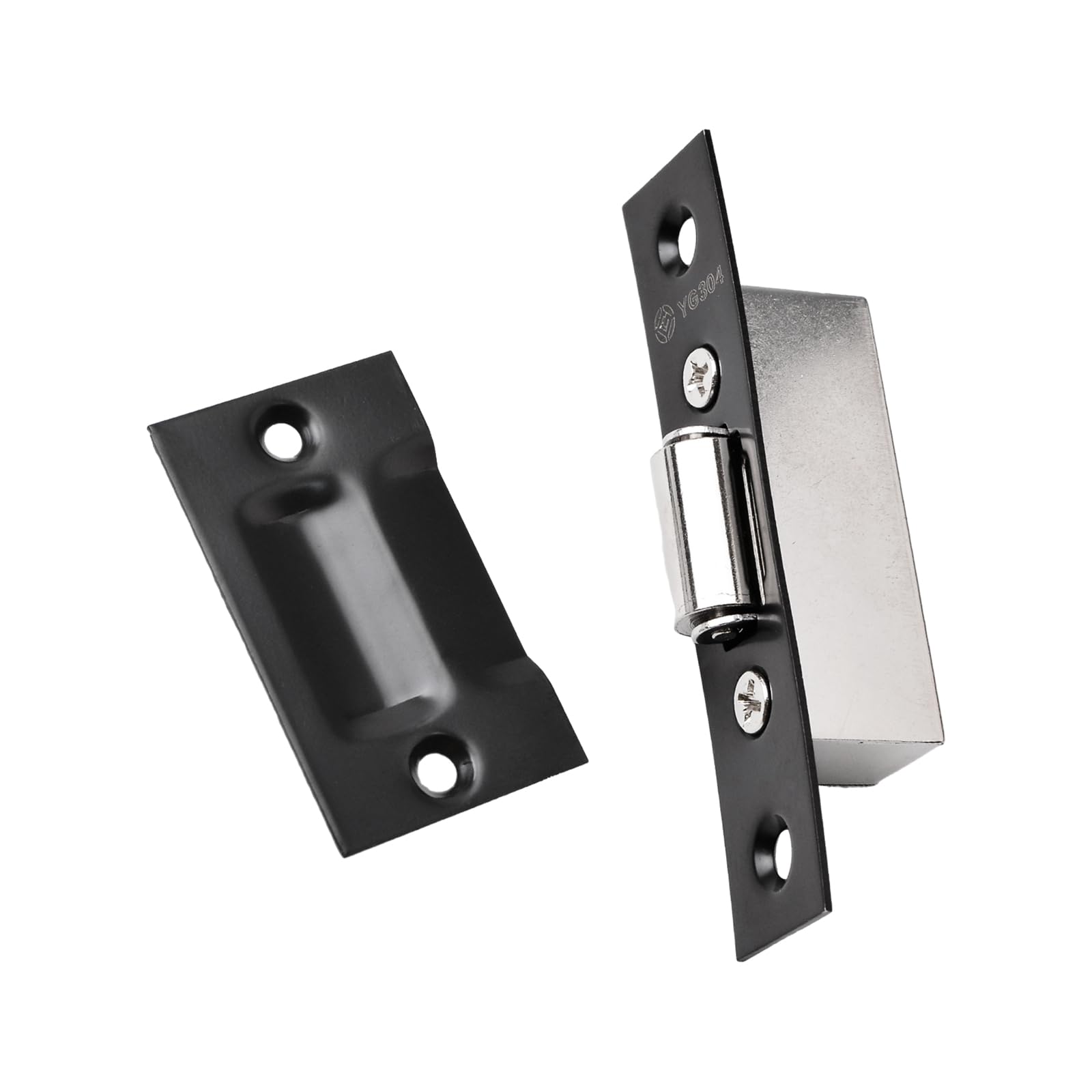 INCREWAY Silent Roller Catch, Heavy Duty Door Ball Catch with Strike Plate for Closet Door（Black）