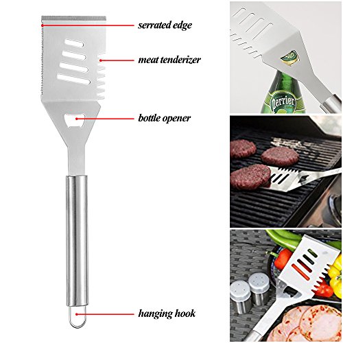 BBQ Grill Tool Set 19-Piece Heavy Duty Stainless Steel Barbecue Grill Accessories Utensils Kit with Aluminium Case, for Outdoor Grilling, Cooking, Camping, Party - Excellent BBQ Gift,GEYUEYA Home - Thumbnail 4