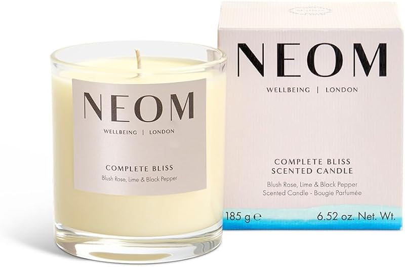 NEOM Complete Bliss Scented Candle 1 Wick Blush Rose Lime Black Pepper 185g