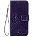 Nexus 5 Case,Gift_Source [Card Slot] [Kickstand Feature] Premium Vintage Emboss Flower PU Leather Wallet Case Folio Flip Case with Wrist Strap for LG Google Nexus 5 [Purple]