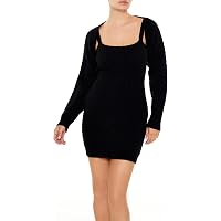 Forever 21 Women's Off-The-Shoulder Mini Sweater Dress Black Small at  Amazon Women's Clothing store