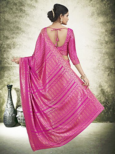 Shonaya Women's Woven Polyester Silk Magenta Designer Saree With Unstitched Blouse Piece - Image 5