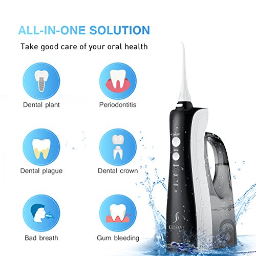 [UPGRADED] 330ML Water Flosser Cordless Teeth Cleaner, ELLESYE High Pulse Rechargeable Portable Oral Irrigator for Travel & Office Use, IPX7 Waterproof Dental Flosser for Shower with 2 Tips for Family - Thumbnail 7