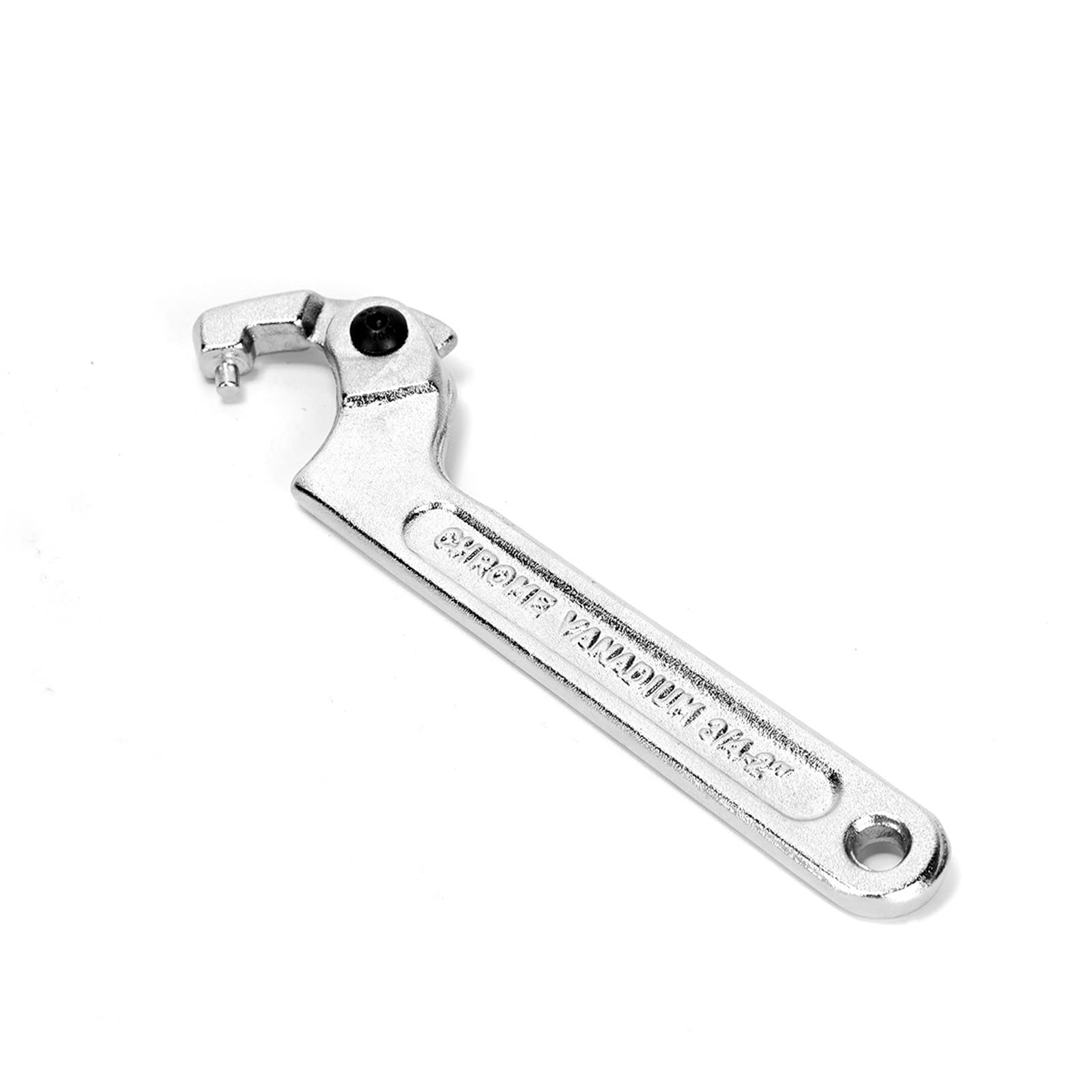 Ruimou Adjustable 2-4(3/4)" (51-121mm) Round Head Hook Wrench Chrome Vanadium for Tightening Collars, Lock Nuts, Side Channel Nuts(Wrench Length:290mm)