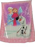 Disney Frozen Soft Blanket, Frozen Heart Anna, Elsa and Olaf (Twin Size)