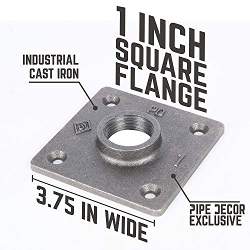 PIPE DECOR 1 in. X 30 in. Square Flange Table Legs (4 Pack), Industrial Steel Grey Fittings and