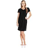 Miss Elaine Women's Short Tricot Nightgown, Flutter Sleeves and Premium Lightweight Fabric, Embroidered Neckline
