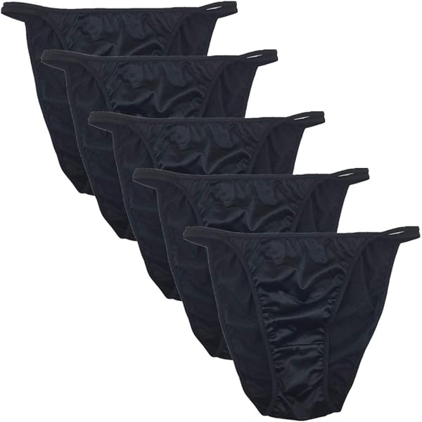Navy Blue Satin String Bikini Panties – Classic Style – Unisex – Handmade USA